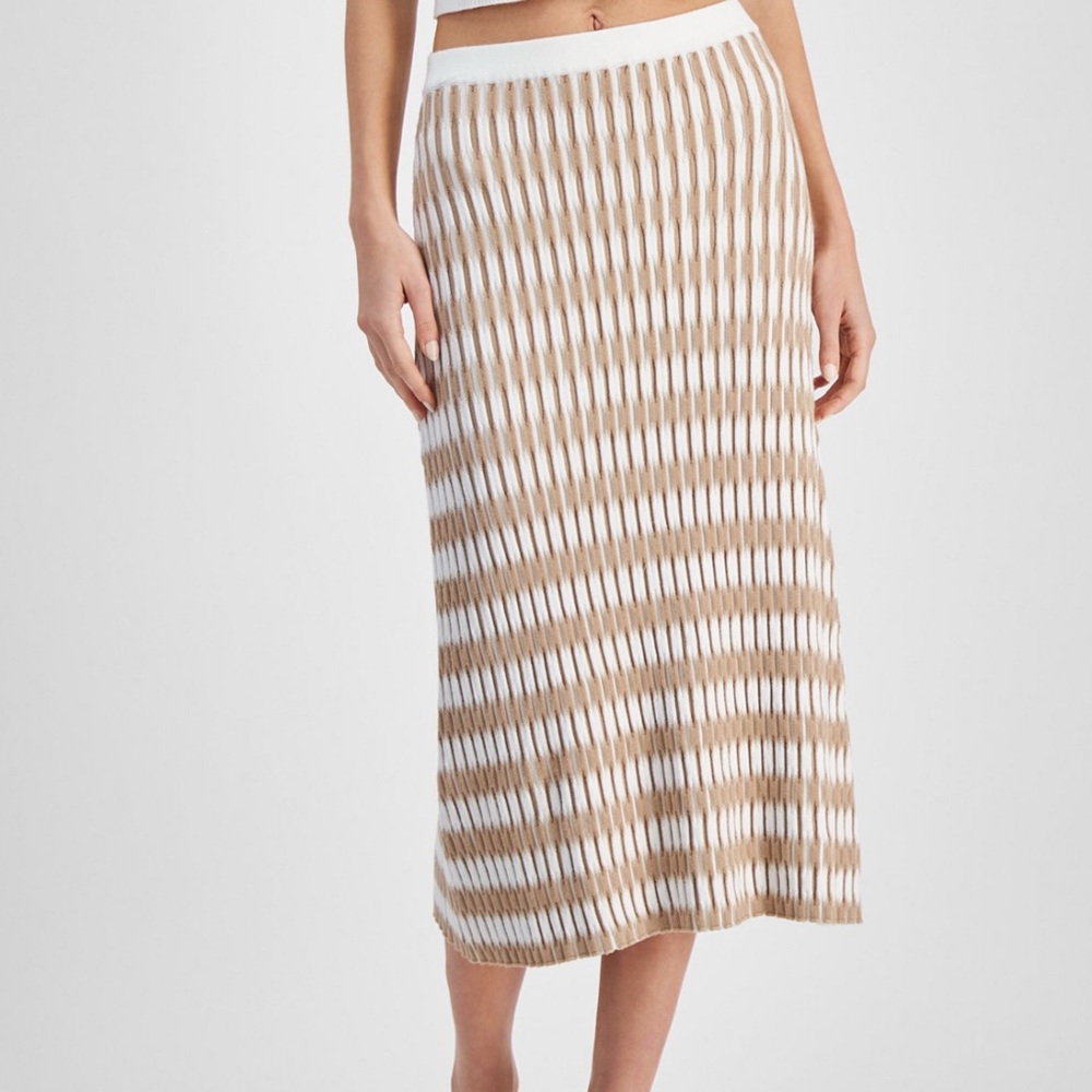 Lucy Paris Women's Newport Striped Knit Midi Skirt Medium